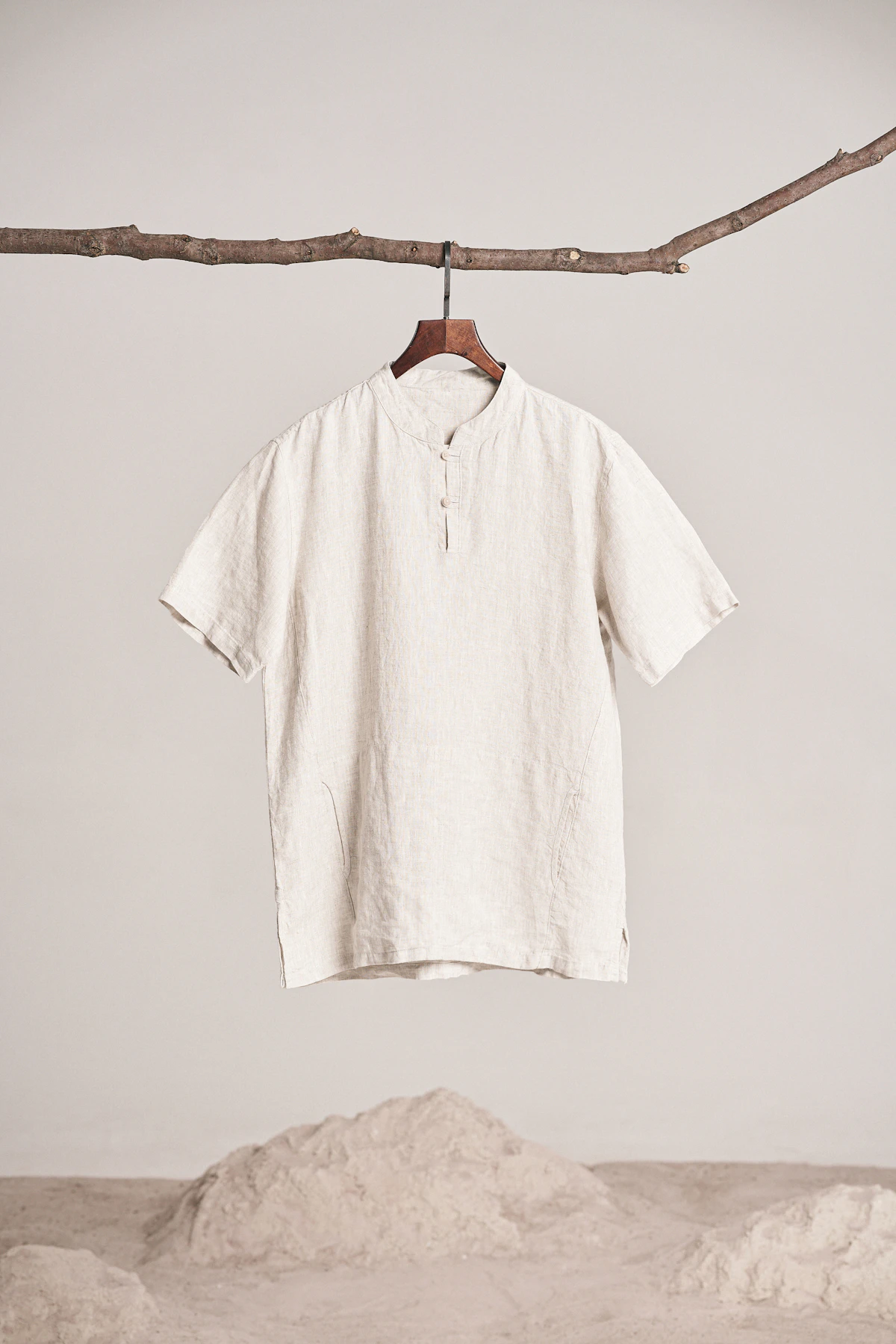 Ivory Mandarin Shirt in ivory