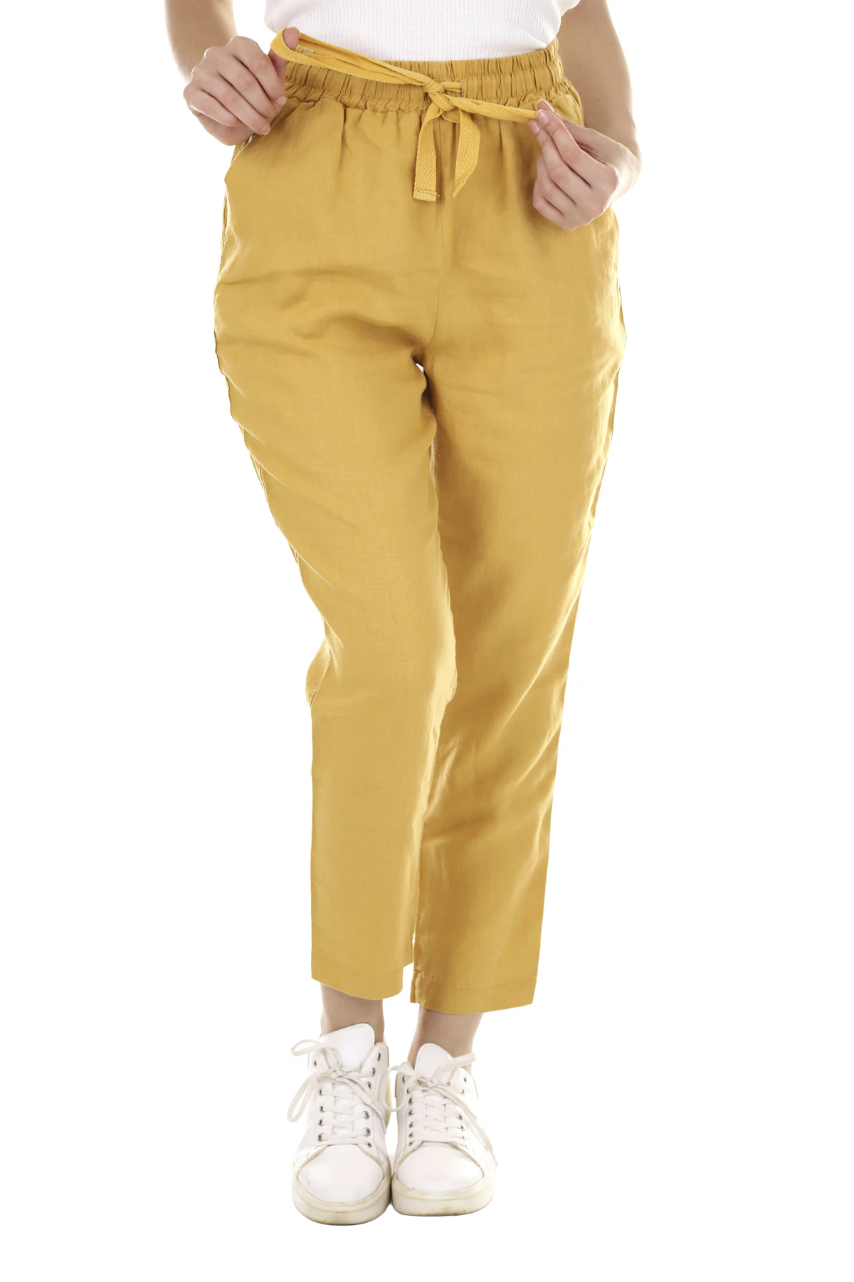Mustard Drawstring Trousers in mustard